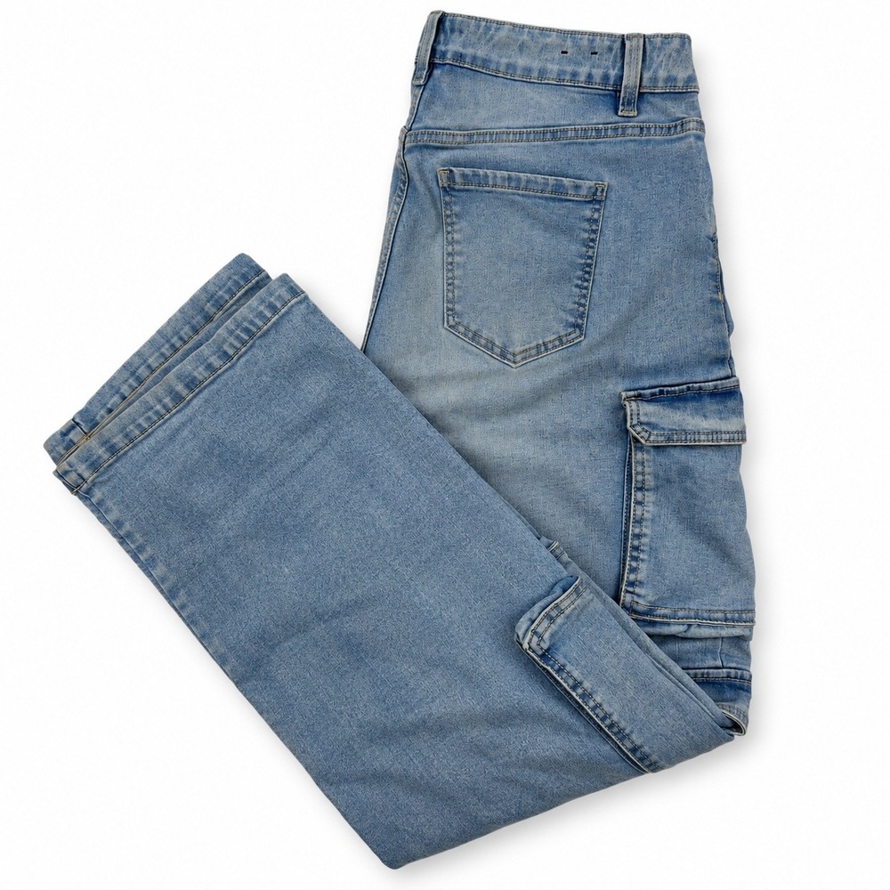 Refuge Denim Cargo Jeans Women Size 9 Blue Light Wash High Rise Straight Leg